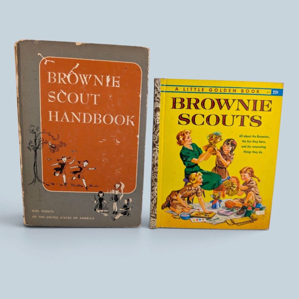 Vintage Brownie Scout Handbook 1959 & Brownie Scouts Little Golden Book Lot of 2